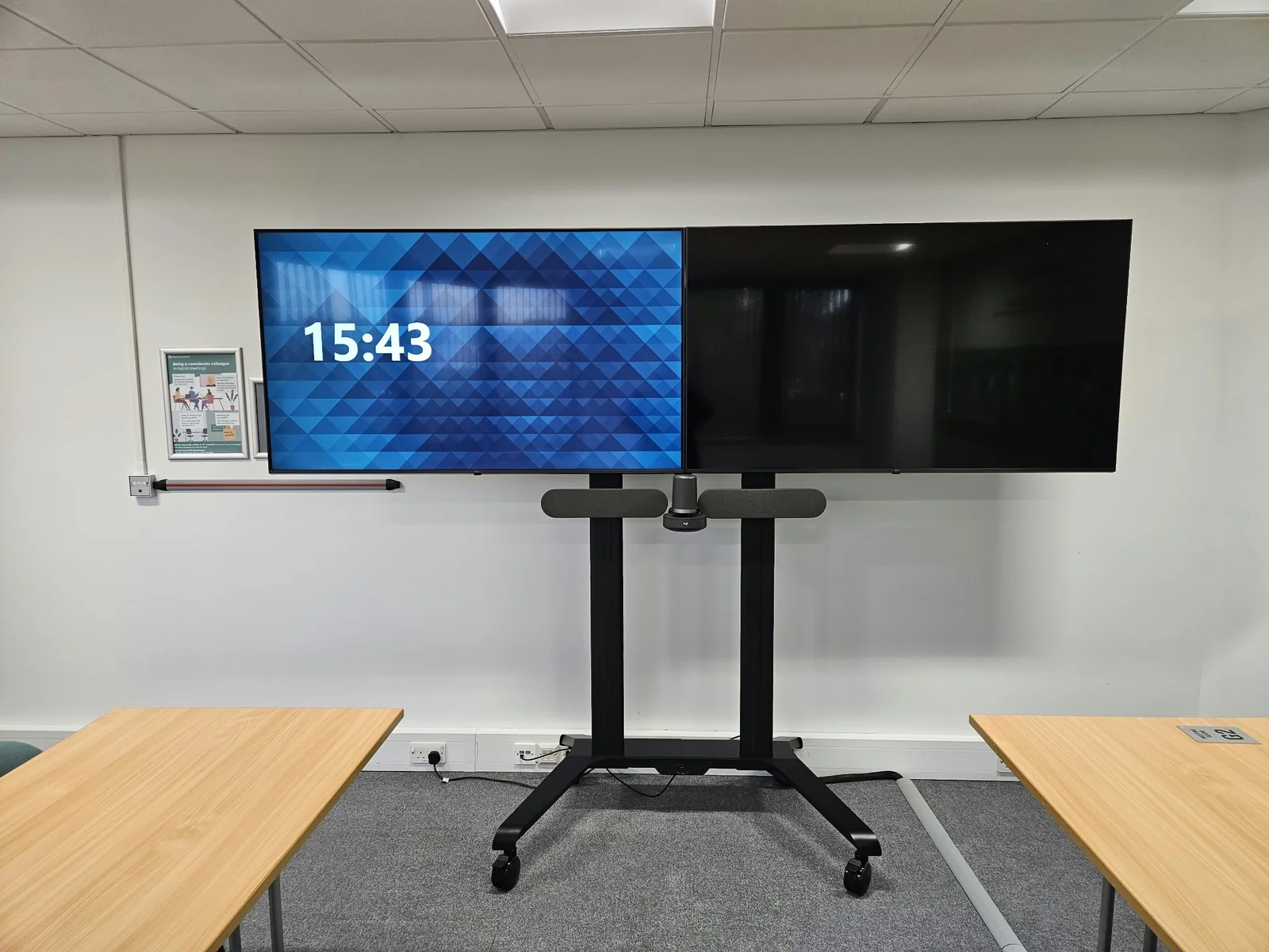 Commercial meeting room audiovisual equipment installation